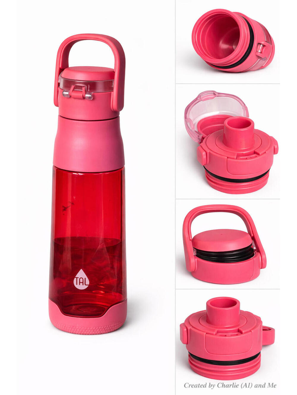 Tal Leak-Proof Water Bottle With Handle & Twist Lid Pink & Red 24 Oz BPA-Free